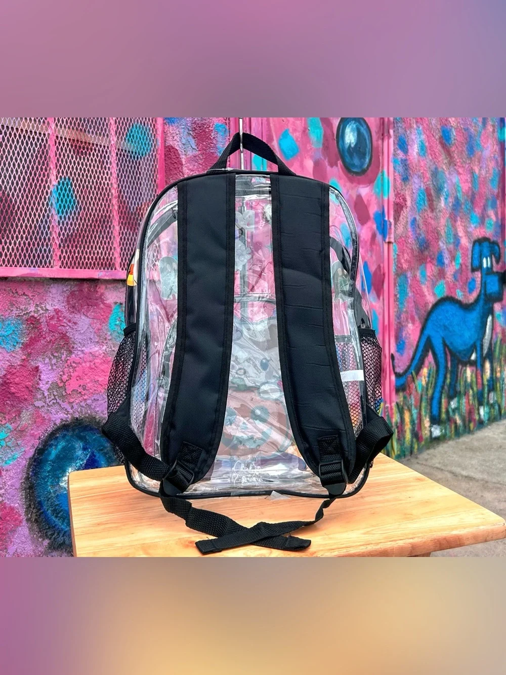 KAWAII Pumpkin Patch Clear Backpack 15”- Black